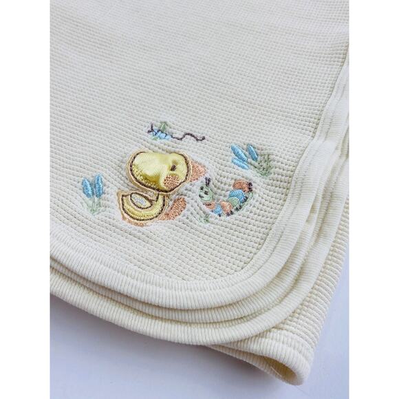 Starting Out Yellow Duck Baby Receiving Blanket Thermal Waffle Weave Caterpillar - Picture 2 of 9